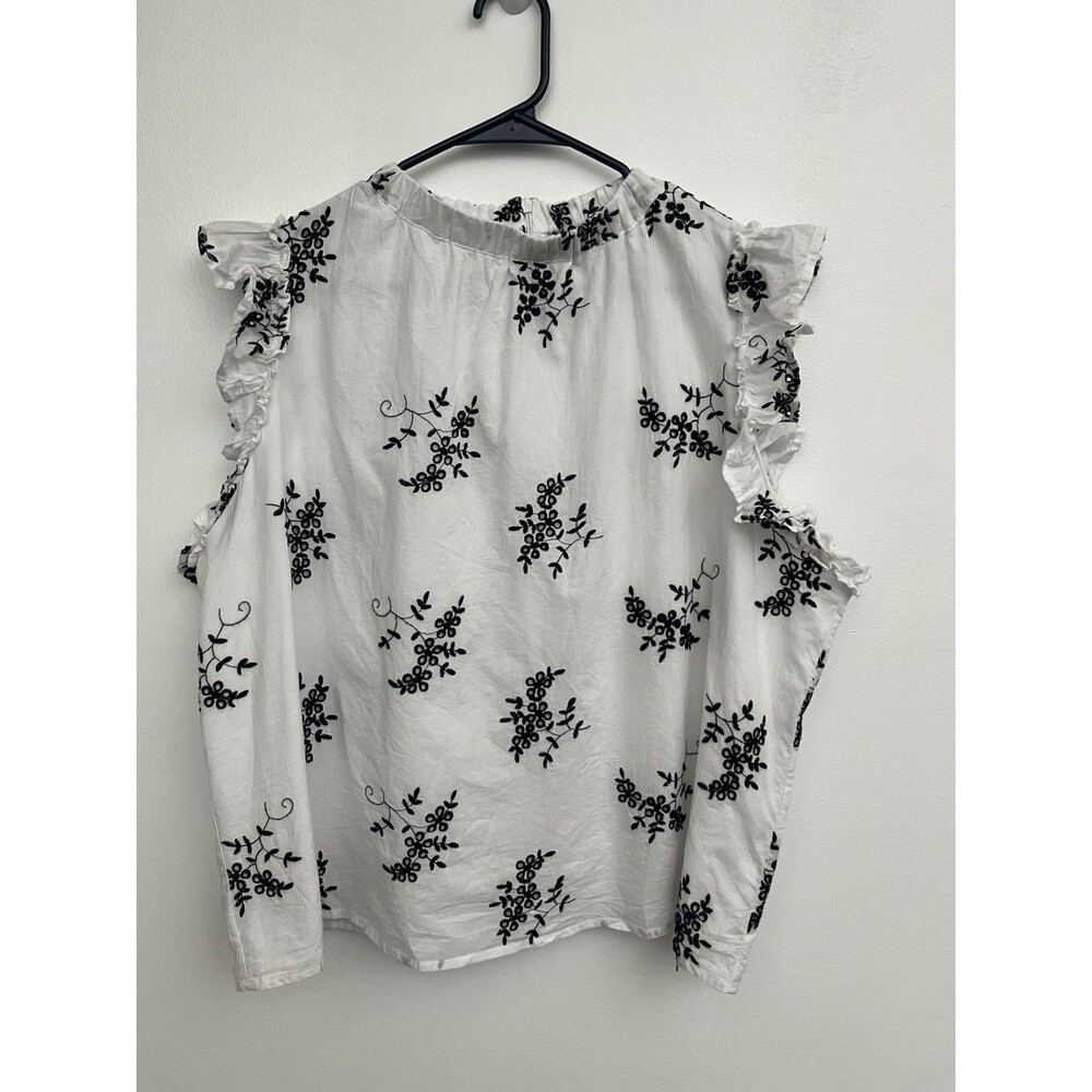 Ophelia Roe Womens 2XL Sleeveless Embroidered Top Cotton Zipper Back Ruffle Hem
